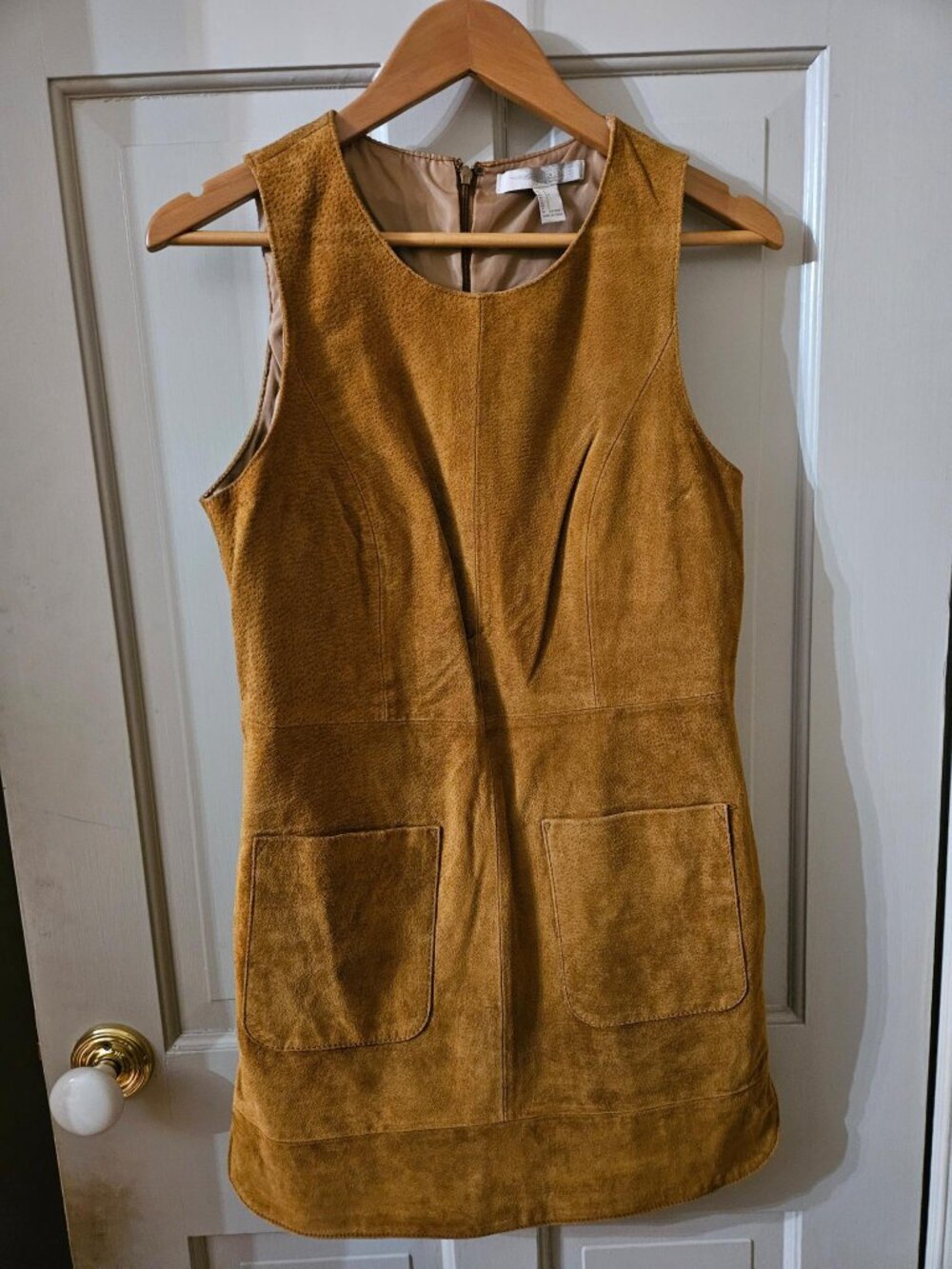 100% Leather Suede Shift Mini Dress